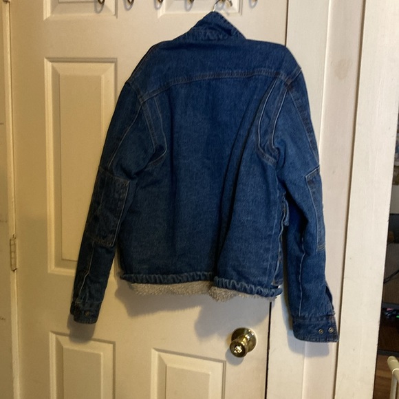 Wrangler Blue Denim Jacket with Brown Collar - Picture 11 of 13